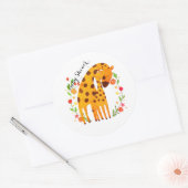 Giraffe Baby shower Ronde Sticker (Envelop)