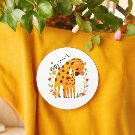 Giraffe Baby shower Ronde Sticker