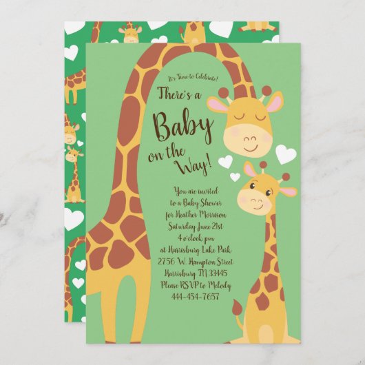 Giraffe Baby shower Safari Kaart (Voorkant / Achterkant)