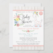 Giraffe Baby shower | Schattige Bloemen & Rustiek Kaart (Voorkant)