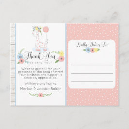 Giraffe Baby shower Schattigee Bloemen Dank u Foto Briefkaart
