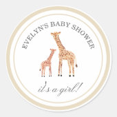 Giraffe Baby shower Stickers (Voorkant)