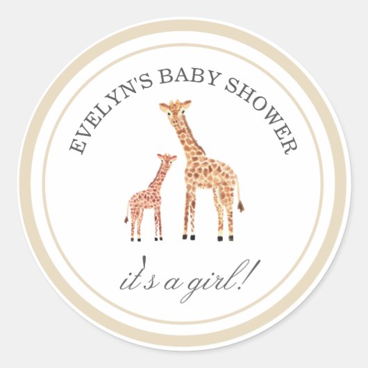 Giraffe Baby shower Stickers (Voorkant)