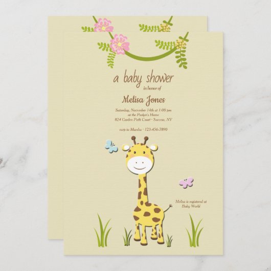 Giraffe Baby shower Uitnodiging (Voorkant / Achterkant)