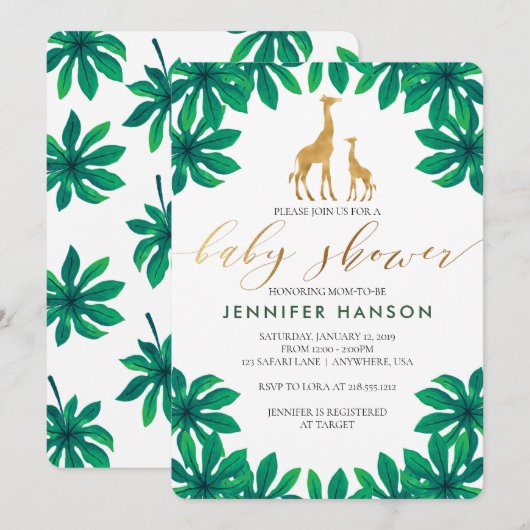 Giraffe Baby shower Uitnodiging (Voorkant / Achterkant)