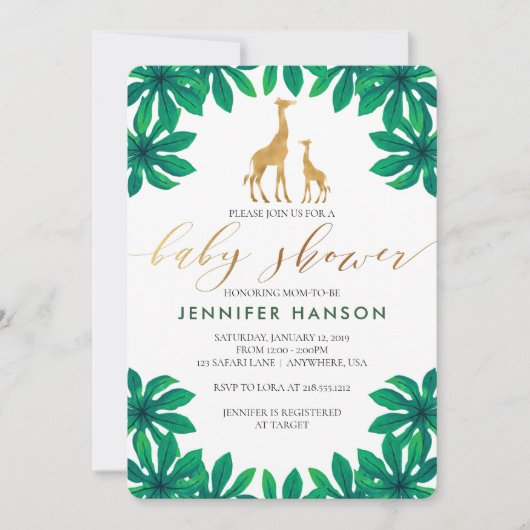 Giraffe Baby shower Uitnodiging (Voorkant)