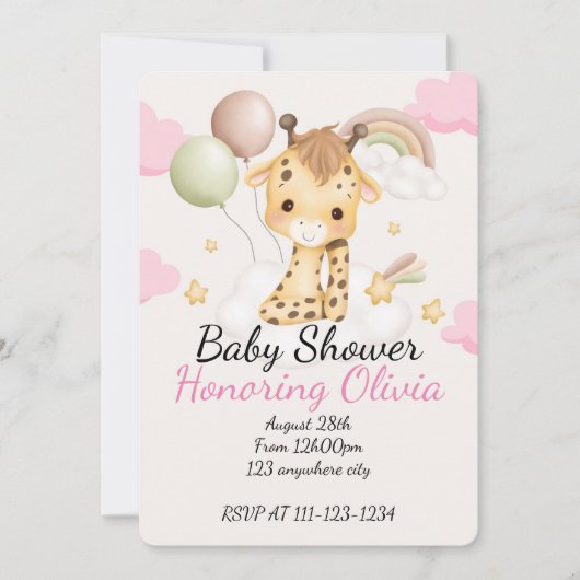 GIRAFFE BABY SHOWER UITNODIGING (Voorkant)