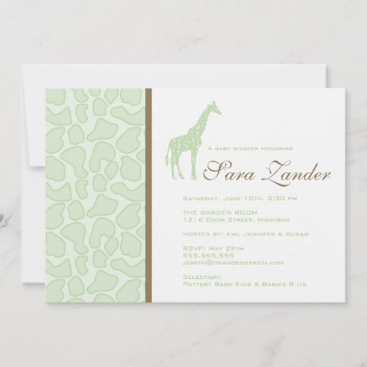 Giraffe Baby shower Uitnodiging (Voorkant)