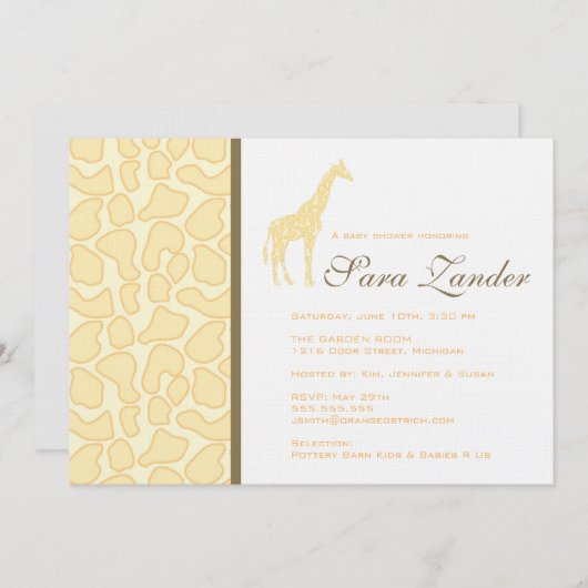 Giraffe Baby shower Uitnodiging (Voorkant / Achterkant)