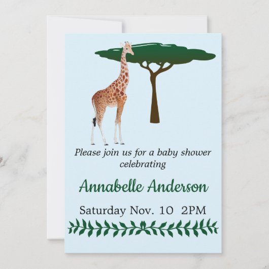 Giraffe Baby shower Uitnodiging (Voorkant)