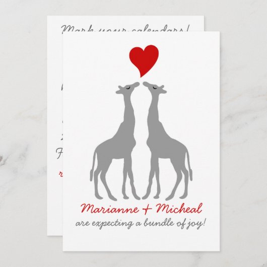 Giraffe Baby shower Uitnodiging (Voorkant / Achterkant)