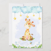 Giraffe Baby shower Uitnodiging Blue Boy uit (Achterkant)