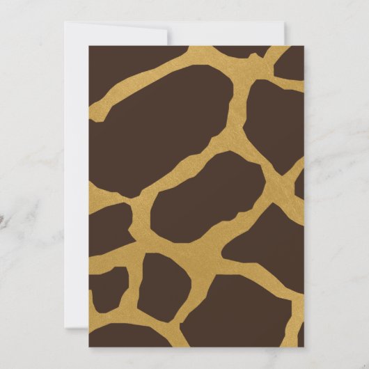 Giraffe Baby Shower Uitnodiging Bruin & Goud (Achterkant)