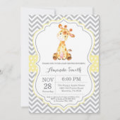 Giraffe Baby shower Uitnodiging Geel en grijs (Voorkant)