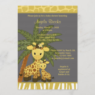 Giraffe Baby shower Uitnodiging mammie grijs geel