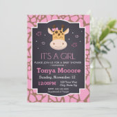 Giraffe Baby shower Uitnodiging (meisje) (Staand voorkant)