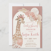 Giraffe Baby Shower Uitnodiging Roze Boho Safari