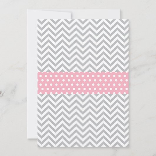 Giraffe Baby shower Uitnodiging Roze en Grijs (Achterkant)