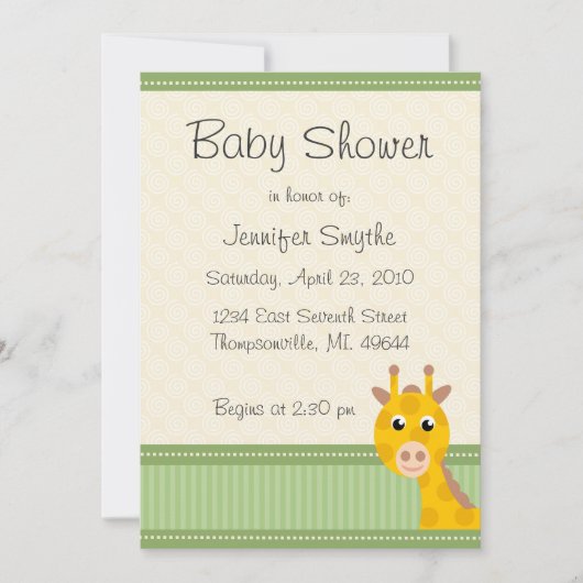 Giraffe Baby Shower-uitnodigingen Kaart (Voorkant)
