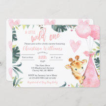 Giraffe Baby Shower-uitnodigingen voor een meisje
