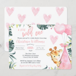 Giraffe Baby Shower-uitnodigingen voor een meisje Kaart