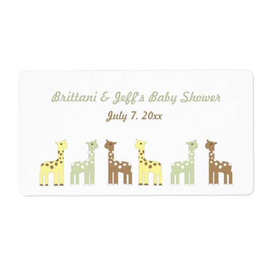 Giraffe Baby shower Waterfles of Favorietenetiket Etiket (Voorkant)