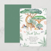 Giraffe Baby shower waterverf tropisch dier Bedankkaart (Voorkant / Achterkant)