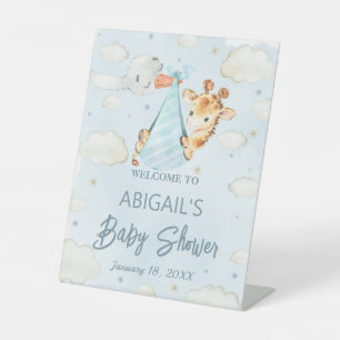 Giraffe Baby shower, welkom voetstuk teken Reclamebord Met Voetstuk