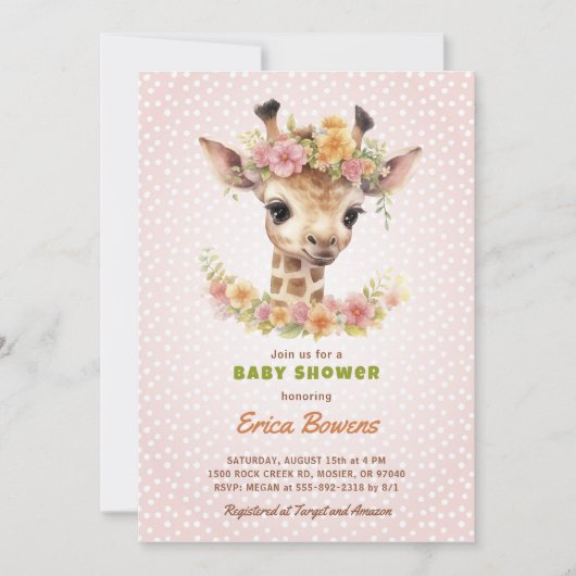 Giraffe Baby shower Wild One onderweg Safari Kaart (Voorkant)