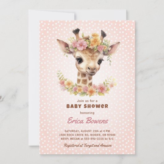 Giraffe Baby shower Wild One onderweg Safari Kaart (Voorkant)