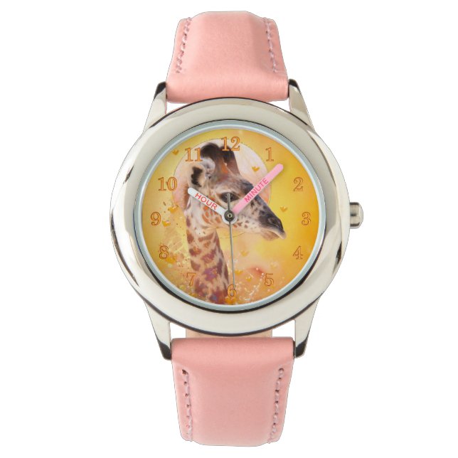 Giraffe Baby toen we JONG WAREN Horloge (Voorkant)