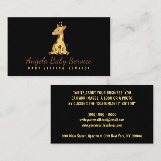Giraffe Baby Visitekaartje (Voorkant / Achterkant)