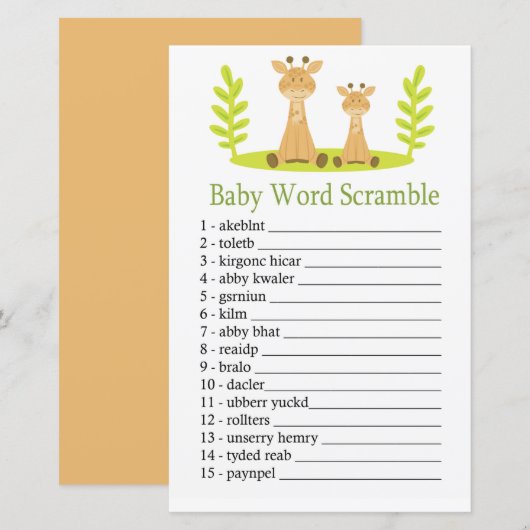 Giraffe Baby woord door elkaar spel (Voorkant / Achterkant)