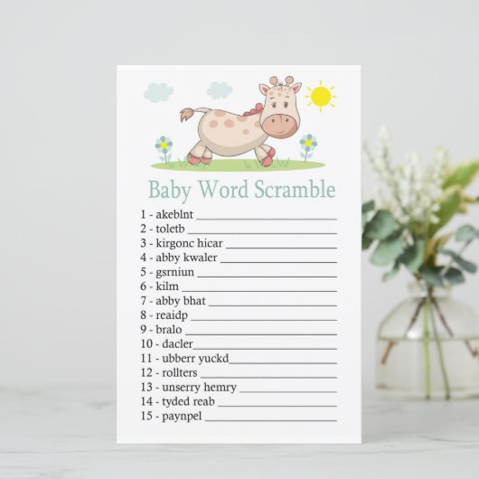 Giraffe Baby word scramble game (Staand voorkant)