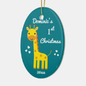 Giraffe Baby's eerste kerstcadeau Keramisch Ornament (Links)