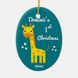Giraffe Baby's eerste kerstcadeau Keramisch Ornament