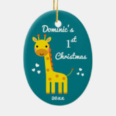 Giraffe Baby's eerste kerstcadeau Keramisch Ornament (Achterkant)