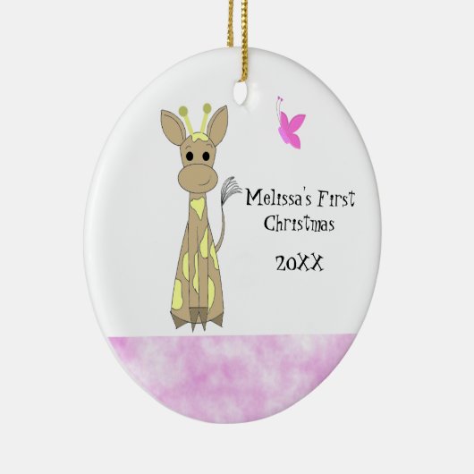 Giraffe Baby's Eerste Kerstmis Keramisch Ornament (Rechts)