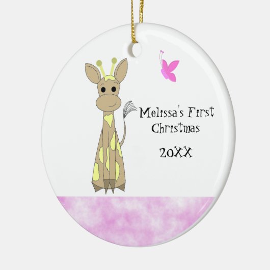 Giraffe Baby's Eerste Kerstmis Keramisch Ornament (Links)