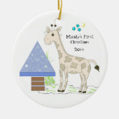 Giraffe Baby's Eerste Kerstmis Keramisch Ornament (Voorkant)