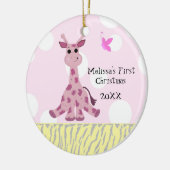 Giraffe Baby's Eerste Kerstmis Keramisch Ornament (Links)