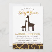 Giraffe babyshower uitnodiging bruin & goud (Voorkant)