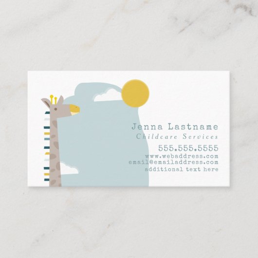 Giraffe Babysitter Childcare Nanny Visitekaartje (Voorkant)