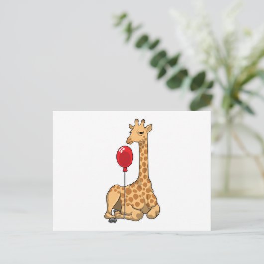 Giraffe Ballon Briefkaart (Staand voorkant)