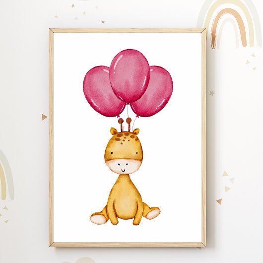 Giraffe Ballon Kinderkamer Poster Kinderkamer Deco