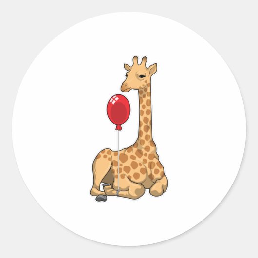 Giraffe ballon ronde sticker (Voorkant)