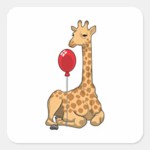 Giraffe ballon vierkante sticker
