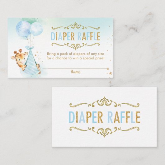 Giraffe Balloons Baby shower Diaper Raffle Ticket Informatiekaartje (Voorkant / Achterkant)