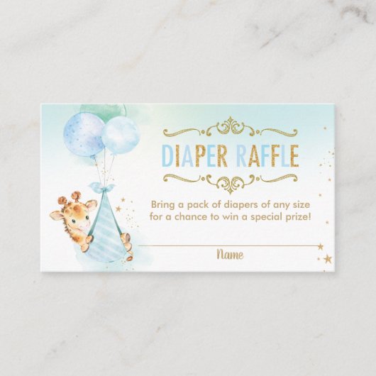 Giraffe Balloons Baby shower Diaper Raffle Ticket Informatiekaartje (Voorkant)