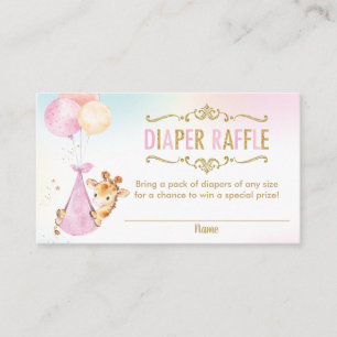 Giraffe Balloons Baby shower Diaper Raffle Ticket Informatiekaartje